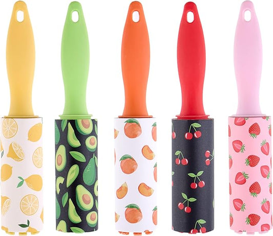 Expressions 5pc Mini Lint Rollers Value Pack - Colorful Compact Mini Lint Roller for Travel, Household Essentials Pet Hair Removal Tool & Lint Removers for Clothing (Fruit)
