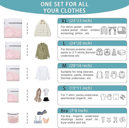 XXL Shoe Washing Machine Bag - 2 Reusable 360° Deep Clean Shoes Washing Bag for Washer and Dryer, Durable Zipper Laundry Shoe Bag Kit Include Laundry Bag for Delicates/Bra Laundry Bags (White)