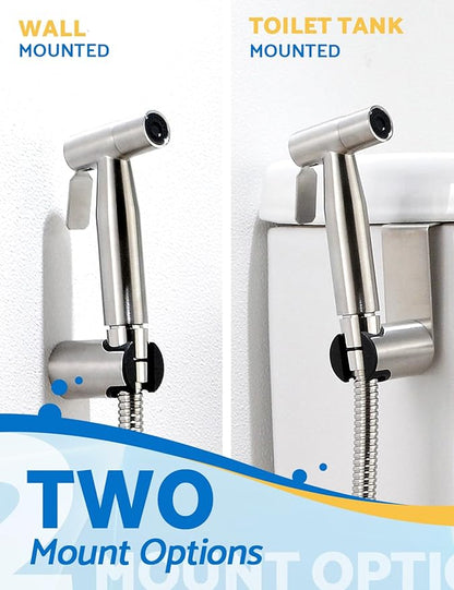 2 Packs BRITULIF Bidet Sprayer for Toilet, Hand Sprayer with Adjustable Jet Spray for Toilet Handheld Bidet Cloth Diaper Sprayer Set Muslim Shower Bidet Handheld-Easy to Install