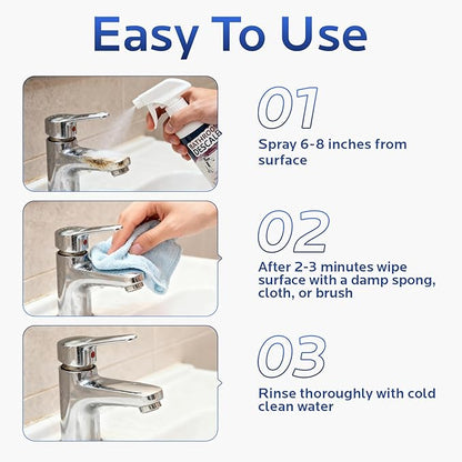 Bathroom Descaler Foam Cleaner for Hard Water Stains - Powerful Foaming Spray for Shower Toilet Sink Tile Cleaning, Limescale Buildup Remover All-Purpose Bathroom Cleaner (10.1 Fl Oz)