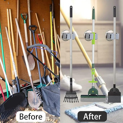 MUTUACTOR Magnetic Broom Holders,8pcs Anti-broken Heavy Duty Magnetic Clips Wall Mount,No Drilling Magnetic Hooks Broom Mop Brackets for Work Cargo Garage Laundry Van Accessories