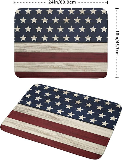 4th of July Patriotic Independence Dish Drying Mat For Kitchen CounterRustic Stripes America Flag Stars Microfiber Absorbent Drying Mats Reversible Kitchen Countertop Drainer Pad 18x24 Inch