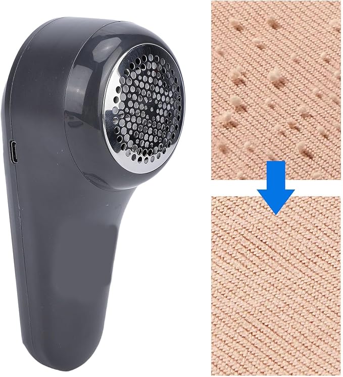 Fabric Shaver, Electric Rechargeable Lint Remover with 6 Blades Sweater Defuzzer for Clothing Furniture ABS Metal (Grey Purple)