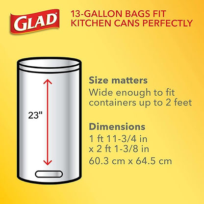 Glad Trash Bags, ForceFlex Tall Drawstring Garbage Bags, 13 Gallon White Trash Bags for Tall Kitchen Trash Can, Mediterranean Lavender with Febreze Freshness to Eliminate Odors, 40 Count (Pack of 2)