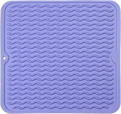 MicoYang Silicone Dish Drying Mat for Multiple Usage,Easy clean,Eco-friendly,Heat-resistant Silicone Mat for Kitchen Counter or Sink,Refrigerator or Drawer liner Light Purple M 12 inches x 12 inches