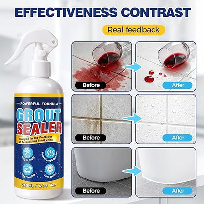 Grout and Tile Sealer, 6.76 FI oz/200g Waterproof Grout Sealant Spray for Shower, Bathroom, Floors, Kitchen, Clear Tile Sealer Protector for Ceramic, Marble, Granite & Stone