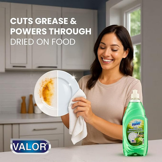Valor Dishwashing Liquid, 25 fl oz – Dish Soap for Kitchen & Bathroom, Grease-Fighting, Gentle on Hands, Fast Rinse, Eco-Friendly Biodegradable Formula (25.5 oz (Pack of 1), Original)