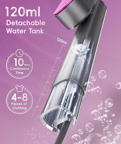 Steamer for Clothes, 1000W Portable Garment Steamer Travel Size, 100-240V Dual Voltage, 120ml Tank Handheld Steam & Iron 2 in 1, for Home, Business, Global & Europe Traveling, Space Grey
