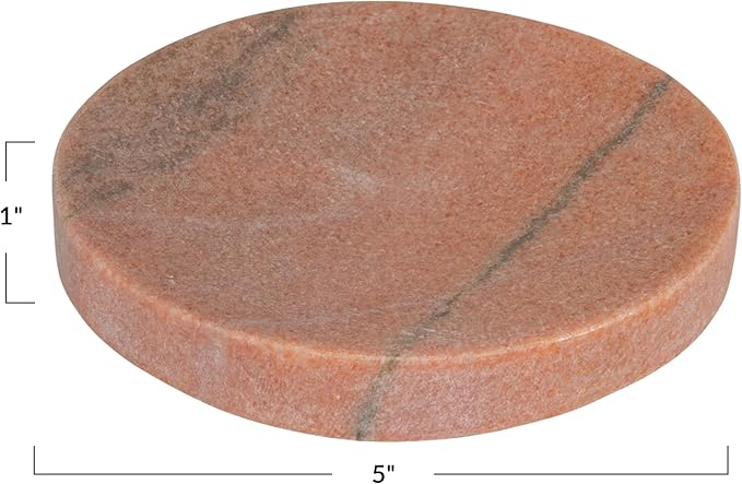 Creative Co-Op Marble Round Soapdish, Pink