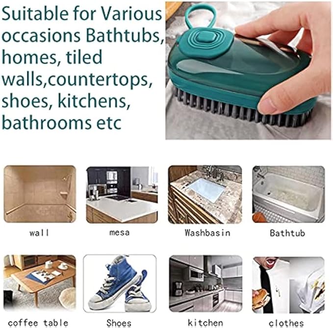 Brush with Soap Dispenser, Good Srubber Cleaner for Dish Sink Pan Pot Washing and Cleaning, Bathroom, Kitchen, Soft Laundry Clothes and Shoes Scrubbing Brush(Green) (Green)