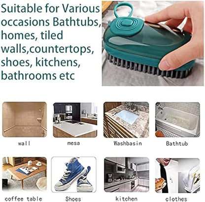 Brush with Soap Dispenser, Good Srubber Cleaner for Dish Sink Pan Pot Washing and Cleaning, Bathroom, Kitchen, Soft Laundry Clothes and Shoes Scrubbing Brush(Green) (Green)