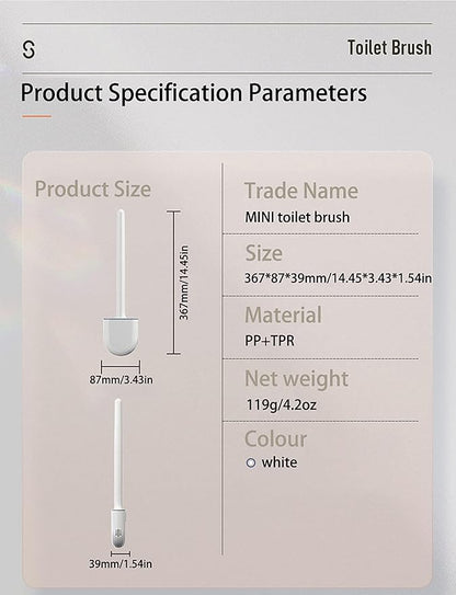 Small Silicone Toilet Brush with Crevice Brush-Silicone Bristles, Gentle on Toilets | Bathroom Accessories for RVs, Trailers, Campers | Anti-Roll, Anti-Drip Wall-Mounted Design for Travel