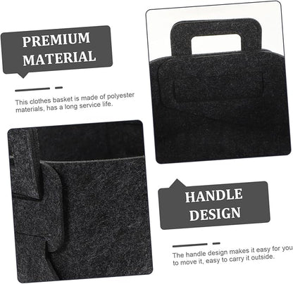GLEAVI Foldable Portable Laundry Hamper Basket Capacity Clothes Storage Organizer for Bedroom Bathroom Decorative Dark Gray Felt Laundry Basket