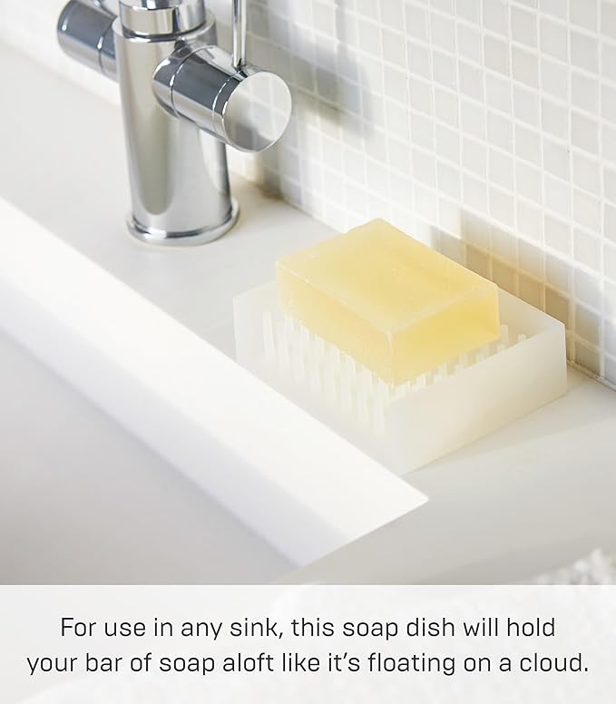 Yamazaki Home Float Self Draining Soap Tray - Floating Holder Dish for Sink - Silicone