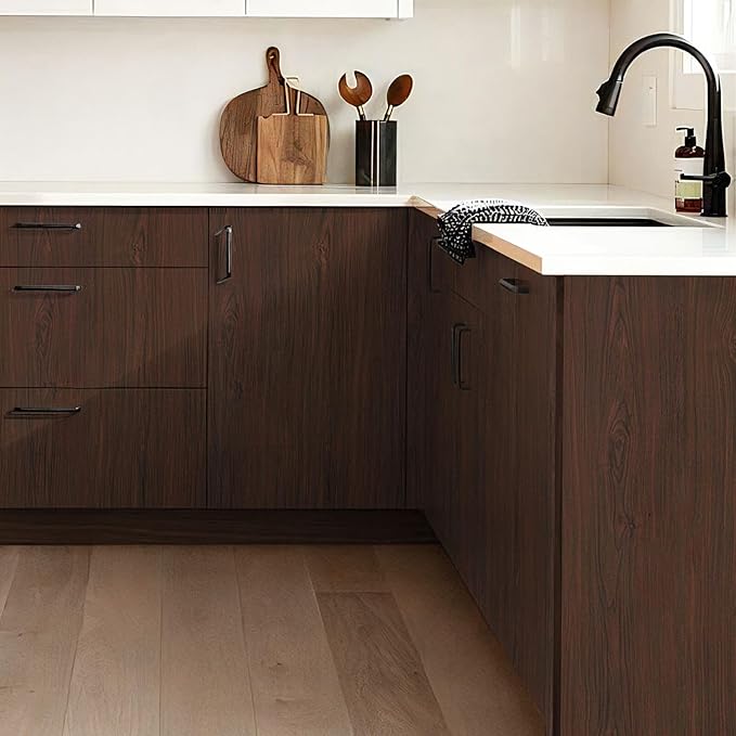 Heroad Peel and Stick Wallpaper Wood Contact Paper Red Brown Wood Grain Contact Paper Wallpaper Thicken Textured for Cabinets and Drawers Countertops Waterproof Self Adhesive Vinyl 17.5" x 78.7"