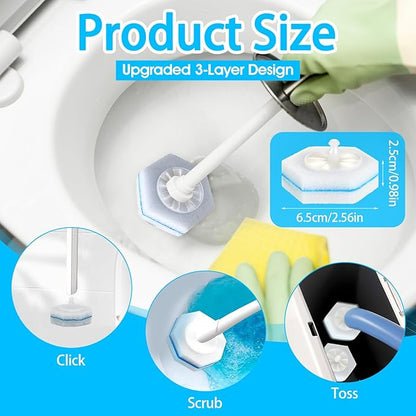 50 Pcs Toilet Wand Refills, Toilet Bowl Cleaners Replacement Heads, Disposable Sponge Scrubber for Household Cleaning Bathroom Cleaners Compatible Heads, Washroom Mats Brush Cleaning System