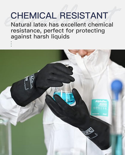 PACIFIC PPE Chemical Resistant Gloves, Heavy Duty Industrial Rubber Gloves, Resist Acid, Alkali and Oil, 12.6", X- Large