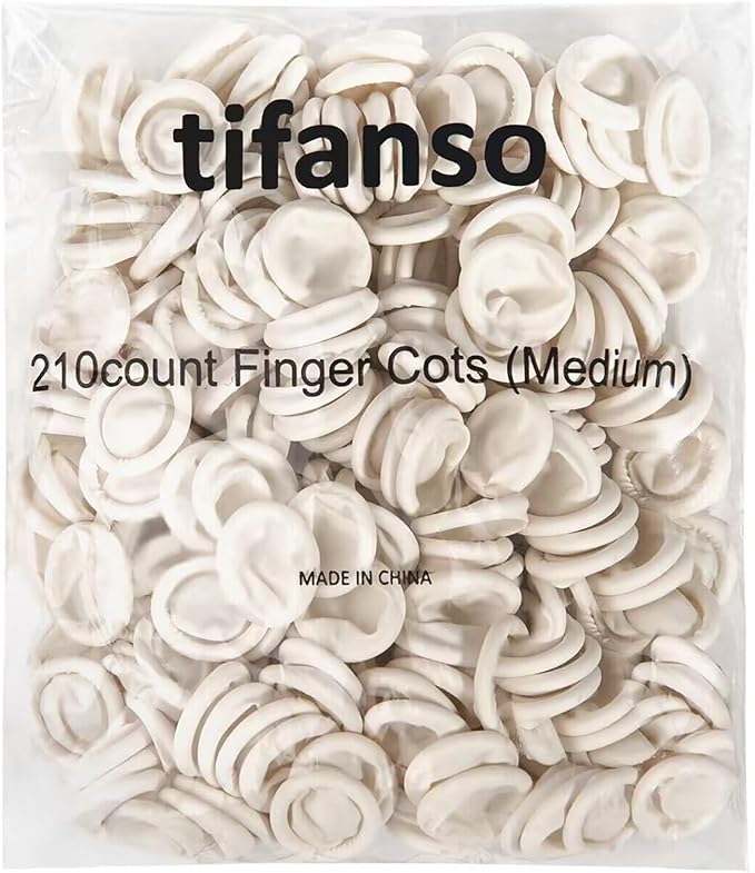 tifanso Finger Cots Disposable, Medium Finger Thumb Gloves Protectors, Sleeves Covers Protection for Fingertips (Approx.210 PCS)