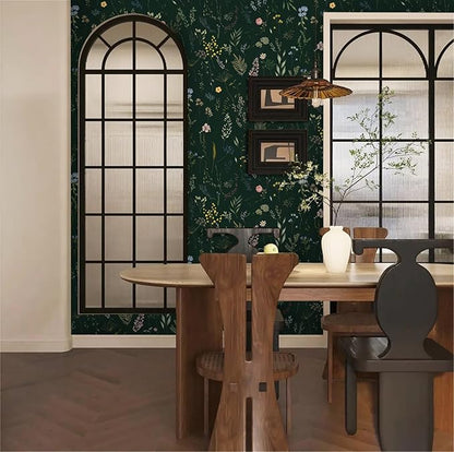 Dimoon 236"x16.1" Floral Peel and Stick Wallpaper Dark Green Smooth Contact Paper Flower Thicken Waterproof Green Leaf Self Adhesive Pomegranate Wallpaper Removable Shelf Liner Decal Vinyl Roll