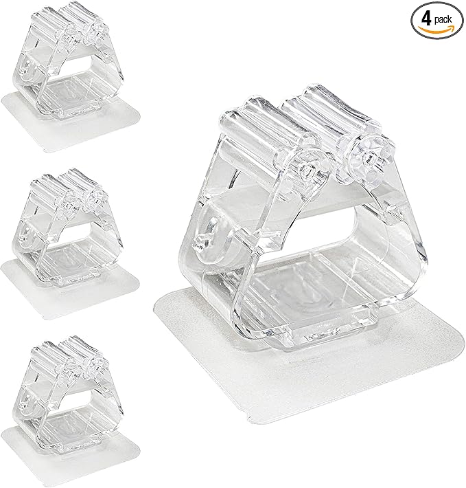 GANPUB 4Pcs Clear Fishing Rod Holder. Mounted Fishing Pole Holder, Wall-Mounted Multi-Purpose Functions, No Need to Drill Fishing Rod Rack, Can Hold any Type of Fishing Rod, Fishing Rod Holders