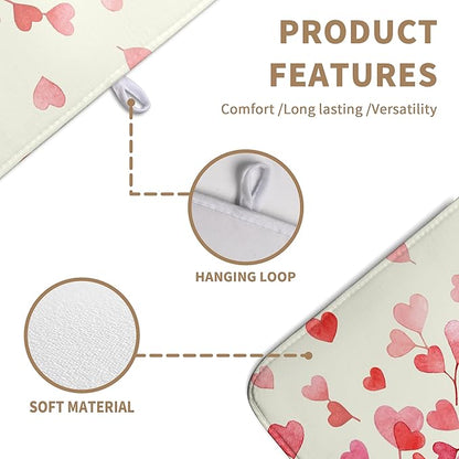Happy Valentines Day Dish Drying Mat Valentine Drying Matt Kitchen Counter Love Heart Dish Dry Mats 18x24 Inch Large Absorbent Kitchen Decor Under Coffee Maker