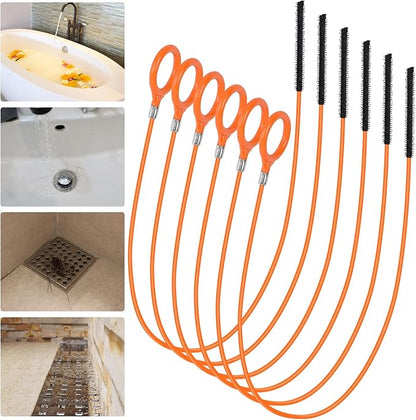 35 Inch Anti-break Metal Drain Snake, Hair Clog Remover, Drain Cleaner Tool with Nylon Coating Sink Snake, Clog Remover for Shower, Bathroom Sink Tub (6 Pack)