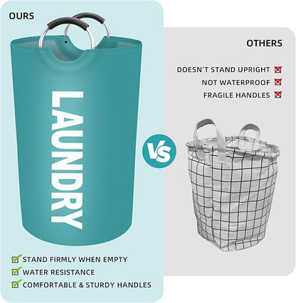 StorageRight 75L Large Laundry Basket, Laundry Hamper, Dirty Clothes Hamper for Laundry, Collapsible, Waterproof Laundry Baskets with Foam Protected Aluminum Handles for Laundry, Dorm, Family (Green)