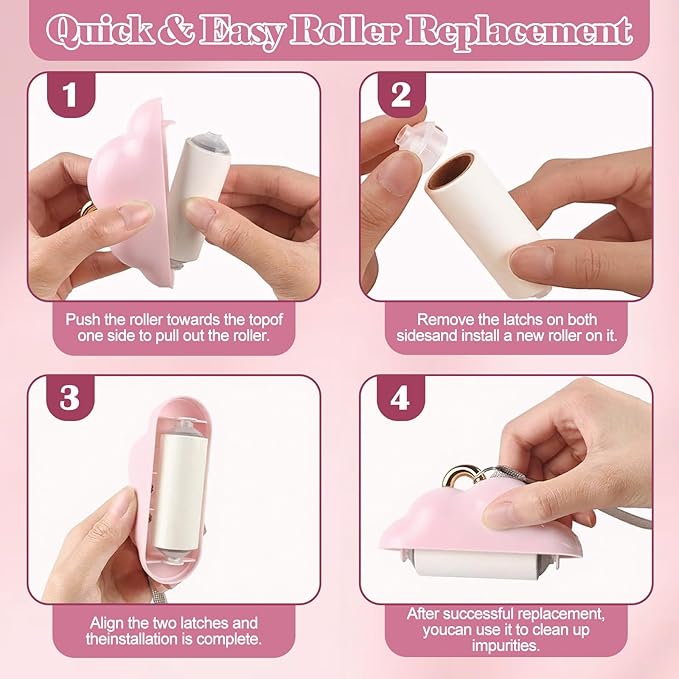 Mini Lint Roller & Lint Remover - Reusable Pet Hair Remover with Extra Sticky Refills for Clothes, Furniture | Lint Rollers for Pet Hair Extra Sticky | Portable Travel Size Lint Roller