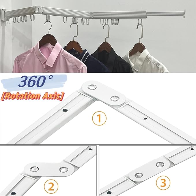 Clothes Drying Racks for Laundry,Wall Mounted Drying Rack Clothing,Foldable Drying Rack,Collapsible Dryer Rack,Clothes Hanger,Laundry Room Hanging Rack,Folding Indoor White