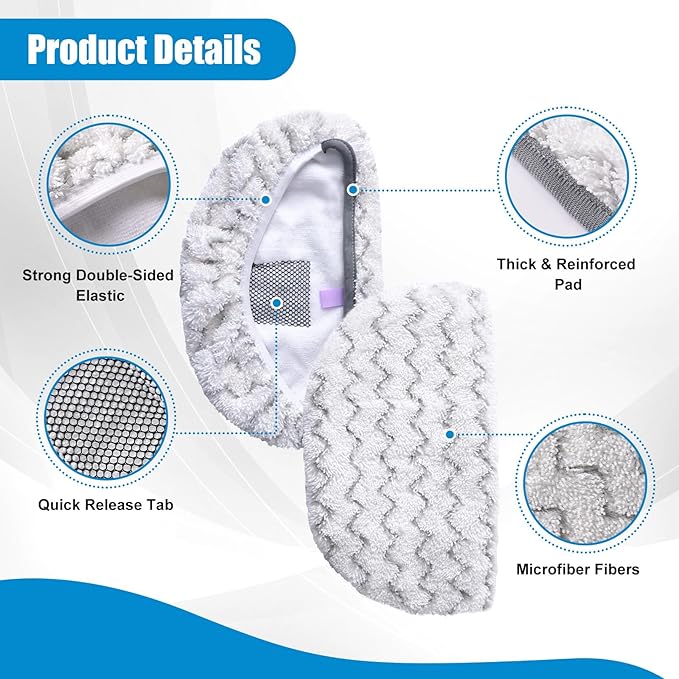 6 Pack Steam Mop Replacement Pads, Compatible with Bissell Powerfresh Steam Mop 1940 1806 1440 1544 Series, Model 19402 19404 19408 2685A 2075A 1940A 1940Q 1940T 1940W, Mop Pads Refills