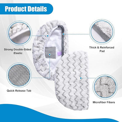 6 Pack Steam Mop Replacement Pads, Compatible with Bissell Powerfresh Steam Mop 1940 1806 1440 1544 Series, Model 19402 19404 19408 2685A 2075A 1940A 1940Q 1940T 1940W, Mop Pads Refills