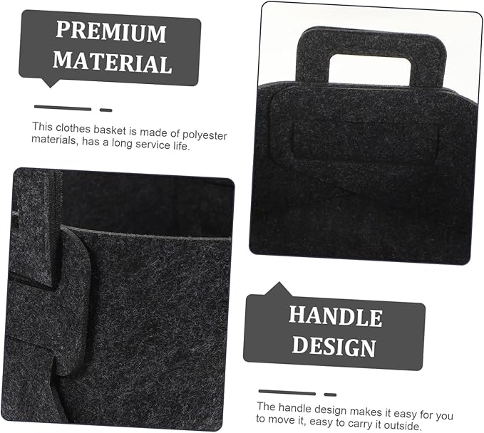 INOOMP Foldable Dirty Clothes Storage Basket Deep Grey Felt Laundry Hamper for Bedroom and Bathroom Large Capacity Organizer for Household Sundries