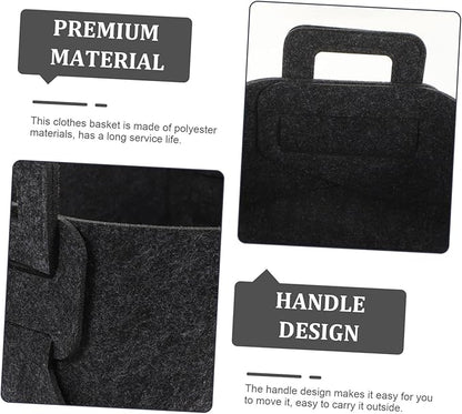 INOOMP Foldable Dirty Clothes Storage Basket Deep Grey Felt Laundry Hamper for Bedroom and Bathroom Large Capacity Organizer for Household Sundries