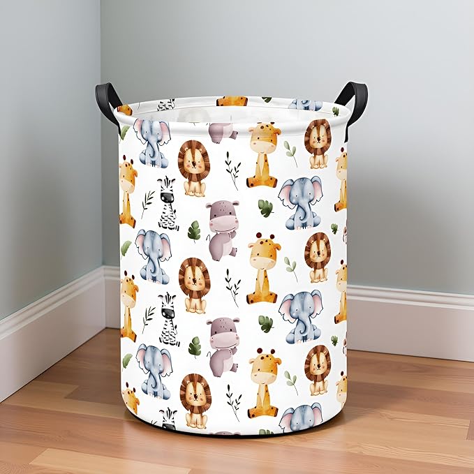 Baby Laundry Hamper kids laundry Basket Waterproof Storage Bin for Bedroom Toy Clothes Organizer Basket Woodland Animals Room Décor(Cute Animals)