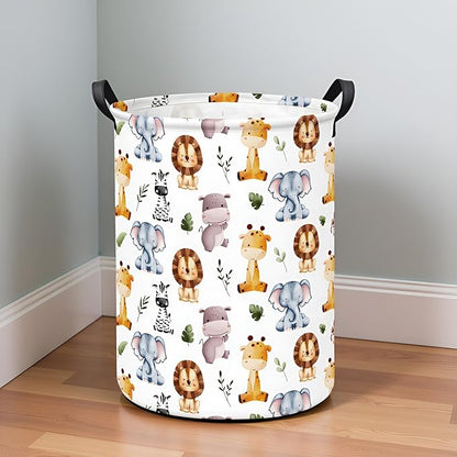 Baby Laundry Hamper kids laundry Basket Waterproof Storage Bin for Bedroom Toy Clothes Organizer Basket Woodland Animals Room Décor(Cute Animals)