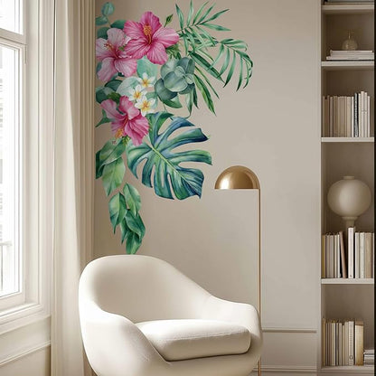 Large Peel and Stick Floral Bouquet Wall Decals Flowers Wall Stickers for Living Room Bedroom Accent Wall Decor, 14 PCS Tropical Garden