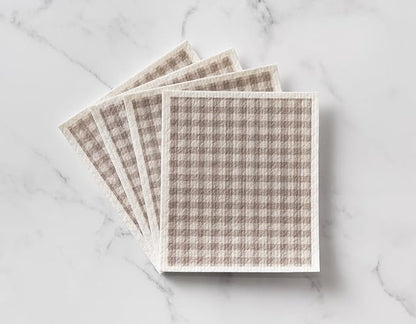 Martha Stewart Swedish Kitchen Absorbent Sponge Dish Cloths, Polka Dot, Stripes, and Gingham Assorted Prints, 12 Count