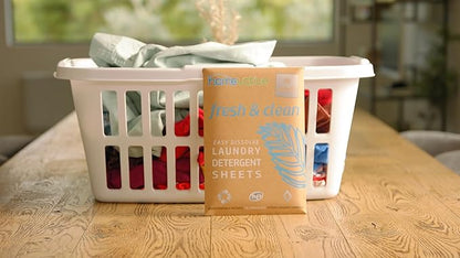 Homevative Laundry Detergent Sheets, 30 Sheets, Up to 60 Loads, Easy Dissolve, Fresh & Clean, Eco package, HE Compatible, Septic friendly, Great for travel, college, laundromat and at home