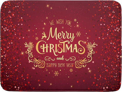 Merry Christmas Drying Mat for Kitchen Counter 18x24 Inch Christmas Dish Mat with Absorbent Reversible Microfiber Christmas Dish Drying Mat Dish Drainer Rack Pad Drainer Mat for Coffee Bar