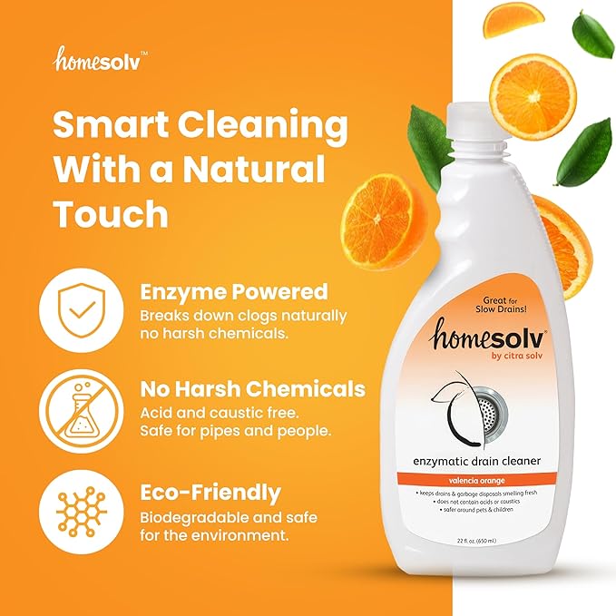 Enzyme Drain Cleaner and Deodorizer - Breaks Down Grease Build Up, Eliminating Odors and Smells, Septic Safe, Non-Caustic Sink Drain and Garbage Disposal Cleaner (22 Fl Oz 2 Pack)