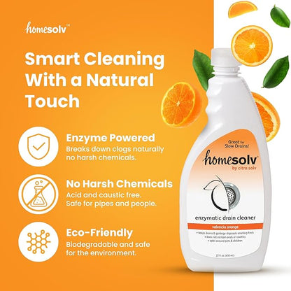 Enzyme Drain Cleaner and Deodorizer - Breaks Down Grease Build Up, Eliminating Odors and Smells, Septic Safe, Non-Caustic Sink Drain and Garbage Disposal Cleaner (22 Fl Oz 2 Pack)