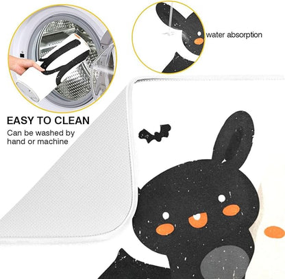 Happy Halloween Dish Drying Mat for Kitchen Counter Super Absorbent Drying Mat 16x18 inch Large Dish Drying Matts for Countertop Protector Dishes Pad