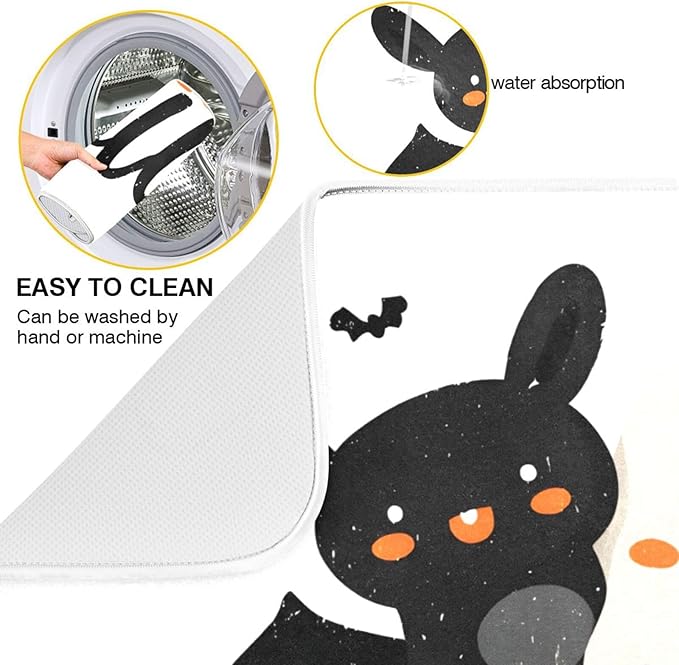Happy Halloween Dish Drying Mat for Kitchen Counter Super Absorbent Drying Mat 18x24 inch Large Dish Drying Matts for Countertop Protector Dishes Pad