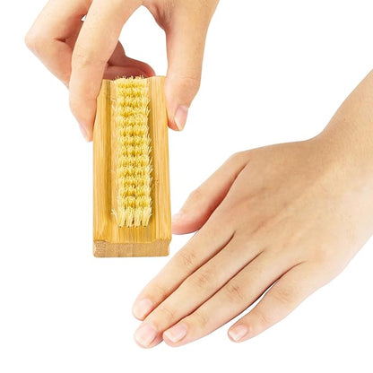 Bamboo Nail Brush，2PCS Two-side Firm Nature Wooden Sisal Scrub Brush for Toes and Nails,Cleaning Nail Brush