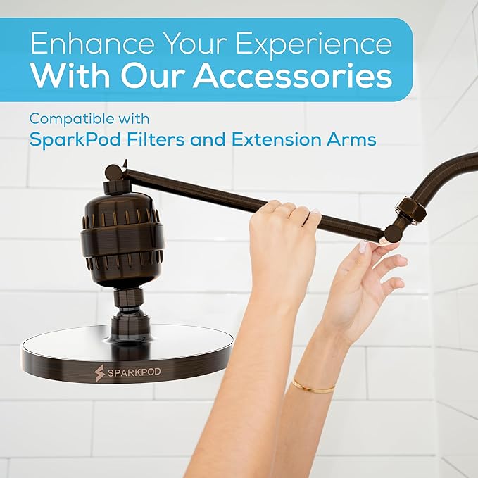 SparkPod Shower Head - High Pressure Rain - Premium Quality Luxury Design - Easy Clean Adjustable Replacement for Your Bathroom Shower Heads (Vintage Oil Rubbed Bronze, 8 Inch Round)