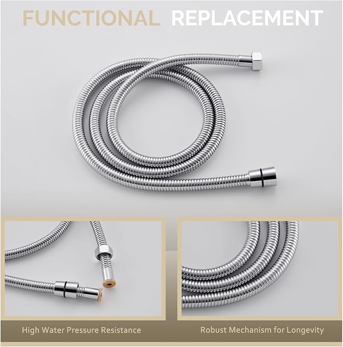 Angle Simple Flexible Shower Hose 59", Stainless Steel Handheld Shower Head Hose Replacement 1/2" IPS, Chrome