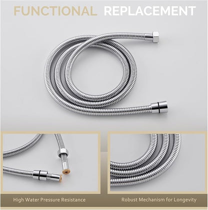 Angle Simple Flexible Shower Hose 59", Stainless Steel Handheld Shower Head Hose Replacement 1/2" IPS, Chrome