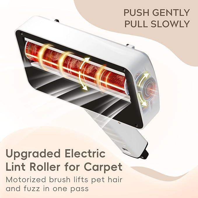 Pet Hair Remover for Carpet, Electric Lint Roller Adjustable Handle Reusable Carpet Rake Dog Cat Hair Removal Tool for Carpets, Rugs, Furniture