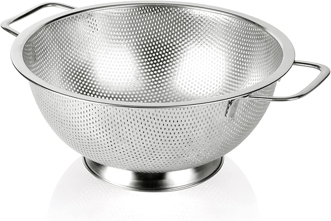 Gulex Colander Stainless Steel 3-Quart, Strainer for Kitchen Food, Dishwasher Safe