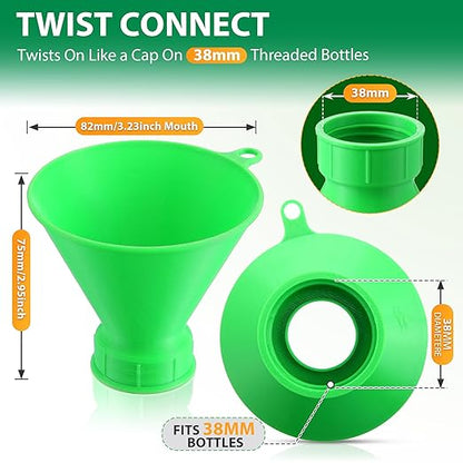 Threaded Funnel Easy Fill Funnel, Twist On Empty Spray Bottle Refill Adapter Fit for Various Size Bottles Home, Car Detailing Cleaning Supply, 30% Vinegar, Kitchen, Bath, Essential Oils(38mm)